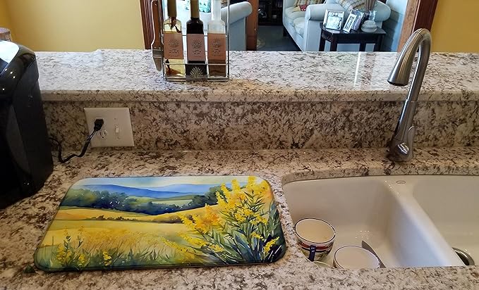 Caroline's Treasures DAC1656DDM Kentucky Goldenrod in Watercolor Dish Drying Mat Absorbent Dish Drying Mat Pad for Kitchen Counter Dish Drainer Mat for Countertop 14 x 21 Multicolor