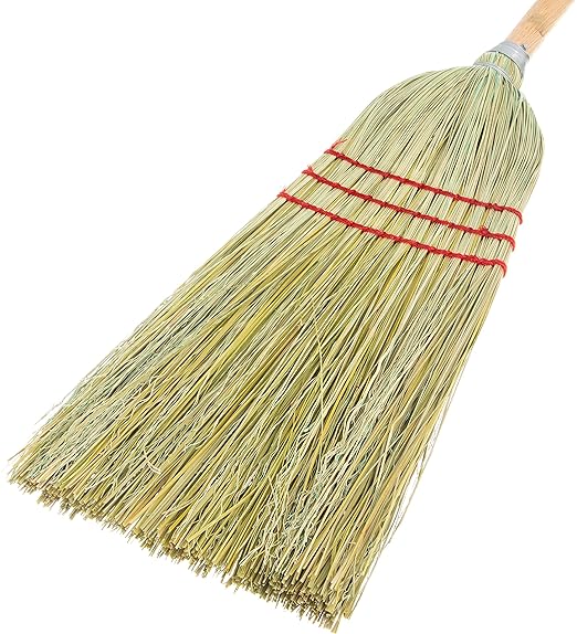 Carlisle FoodService Products 4134967 Corn Blend Warehouse Broom Straw with Wood Handle 10 Bristle Trim 55 Length Natural (Case of 12)