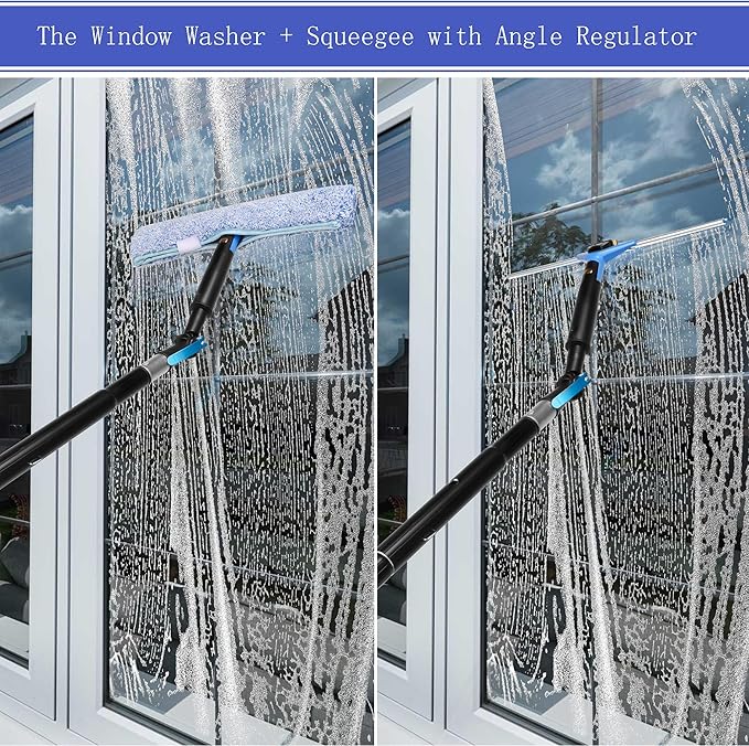 26FT Window Cleaning Brush Kit 4-26ft Adjustable Water Fed Pole Kit Solar Panel Cleaning Brush and Pole Window Roof Solar Panel Washing Cleaner Equipment Kit