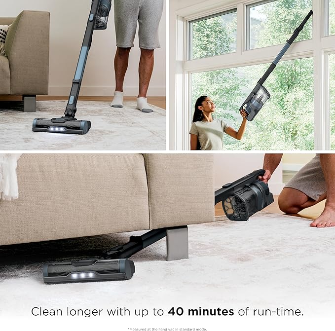 Shark Pet Cordless Stick Vacuum with XL Dust Cup LED Headlights Removable Handheld Vac Crevice Tool Portable Vacuum for Household Pet Hair Carpet &amp Hard Floors 40min Runtime Ice Blue IX141