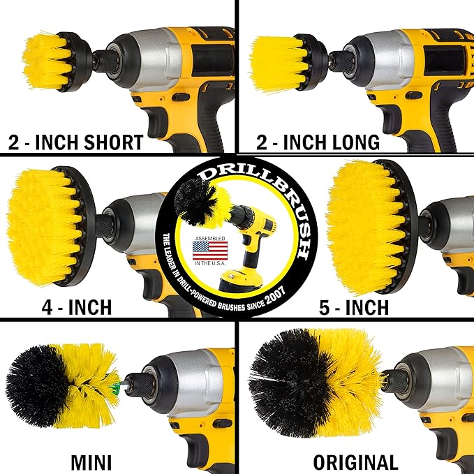 Drill Brush Attachments for Cleaning Shower Bathroom Grout Tile Bathtub Bath Mat Sink Tile Porcelain Fiberglass Cast Iron Flooring – Grout Cleaner Drill Brush Set - Bathroom Accessories Kit