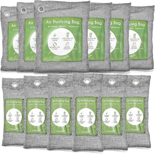 18 Pack Bamboo Charcoal Air Purifying Bag Activated Charcoal Bags Odor Absorber Moisture Absorber Natural Car Air Freshener Shoe Deodorizer Odor Eliminators For Home Pet Closet (6x50g 6x150g)