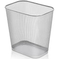Nuanchu 1 Pcs Mesh Square Trash Cans 4 Gallons Wire Wastebasket for Home Black Metal Office Garbage Cans Rectangular Open Top Trash Bin for Kitchen Bathroom Bedroom 11.7 x 8.5 x 11.8 Inch (Silver)