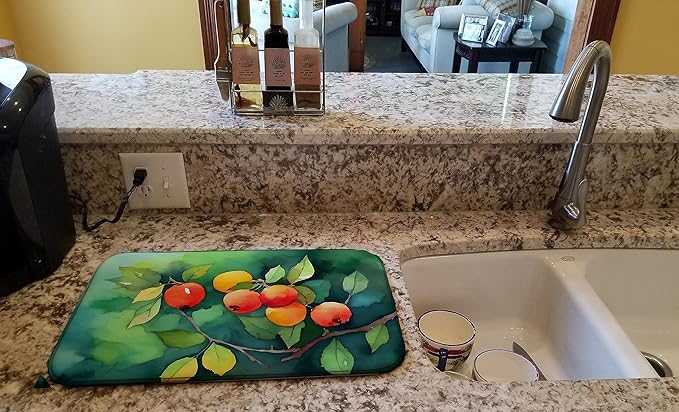 Caroline's Treasures DAC1677DDM Missouri Hawthorns in Watercolor Dish Drying Mat Absorbent Dish Drying Mat Pad for Kitchen Counter Dish Drainer Mat for Countertop 14 x 21 Multicolor