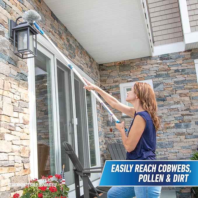 Unger Professional Connect &amp Clean 3’-6’ Aluminum Telescopic Extension Pole with Locking Cone &amp Quick-Flip Clamp – Compatible with Cleaning Tool Attachments Window Cleaning &amp Dusting Tool