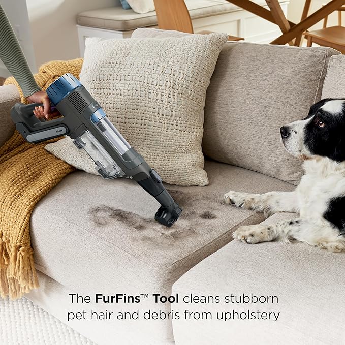 Shark PowerDetect Cordless Stick Vacuum Powerful Suction HEPA Filtration Carpet &amp Hard Floor Portable Stick Vacuum for Pet Hair Java Ice Blue IP1255