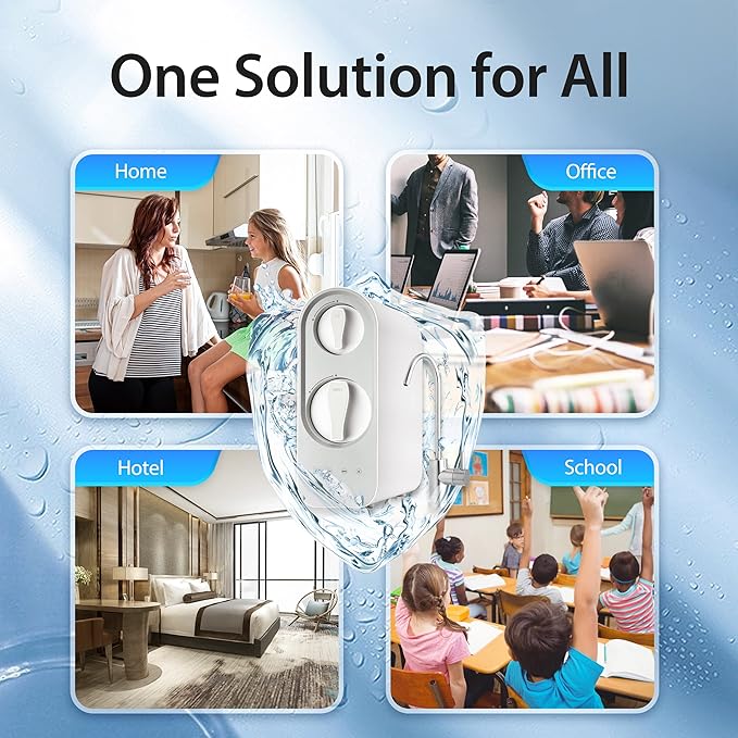 iSpring RO600BN Tankless Reverse Osmosis System Under Sink 600 GPD Fast Flow RO System 2.5:1 Pure to Drain Ratio RO Water Filter System Brushed Nickel Faucet White