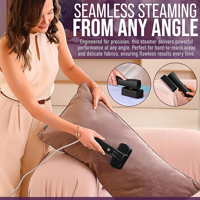 Travel Garment Steamer &amp Mini Steam Iron – 1200W Handheld Clothes Steamer 4 Modes 20s Fast Heating Wrinkle Remover for Home &amp Travel Portable Fabric Steamer for Clothing &amp Bedding – Bla