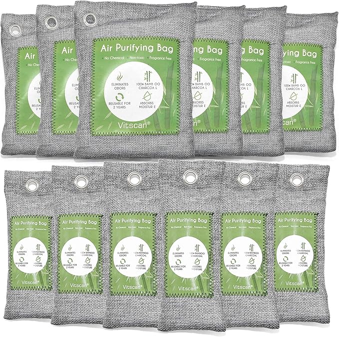 24 Pack Bamboo Charcoal Air Purifying Bag Activated Charcoal Bags Odor Absorber Moisture Absorber Natural Car Air Freshener Shoe Deodorizer Odor Eliminators For Home Pet Closet