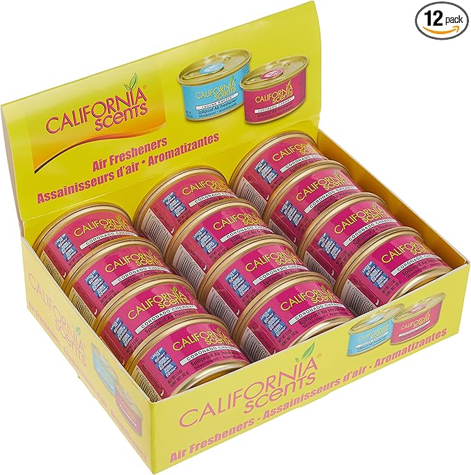 Can Air Freshener and Odor Neutralizer by California Scents Set of 12 Spillproof Cans for Home and Car Coronado Cherry Fresh and Bold 1.5 Oz Each
