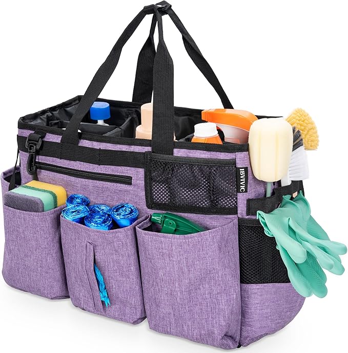 Wearable Cleaning Caddy Bag for Cleaning SuppliesLarge Capacity Cleaning Organizer Purple