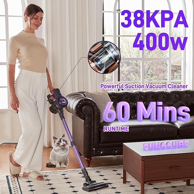 Cordless Vacuum Cleaner Lightweight 2-in-1 Stick &amp Handheld Vacuum for Apartment Pet Hair &amp Car Cleaning S1