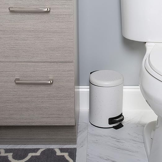 Elle Décor Speckled Design 3 Liter Step Bin with Lid Trash Can Wastebasket Good for Home Office Bathroom