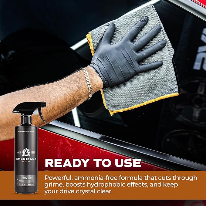 Ceramic Glass Cleaner 16 oz - Streak-Free Formula for Automotive Glass Enhanced with Ceramic Protection