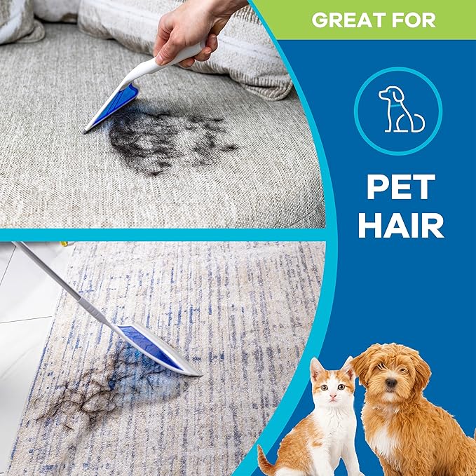 Helio AirBroom 3 Piece Kit All Surface Sweeper and Squeegee for Wet and Dry Cleaning Dust Dirt Liquids Pet Hair Tile Hardwood Floors Carpet Furniture Windows Shower Doors As Seen on TV
