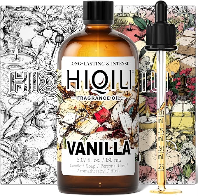 HIQILI Vanilla Fragrance Oil for Body Spray Diffuser Use Essential Oil for Candle Soap and Women Perfume Making - 5.07 Fl Oz