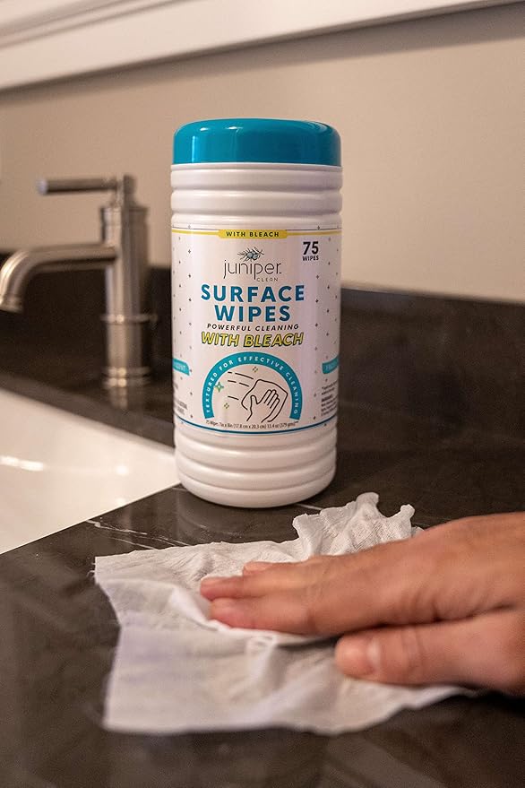6 Pack Surface Cleaning Wipes with Bleach All-Purpose Cleaner for Bathroom Kitchen Office 450 Count Canister Fresh Scent 7.5 x 7 Sheet Lint Free &amp Durable
