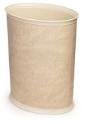 Stephanie Imports Made in USA Faux Beige Leather 5-Gallon Sleek and Stylish Vinyl Waste Basket (10.25” X 12.5”)
