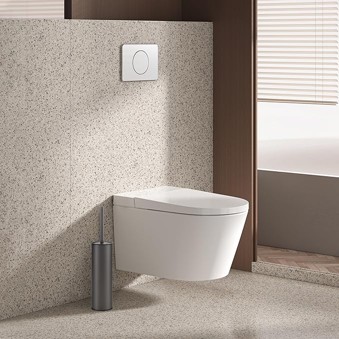 BGL Gunmetal Grey Toilet Brush and HolderStainless Steel Toilet Brushes for Bathroom with Holder