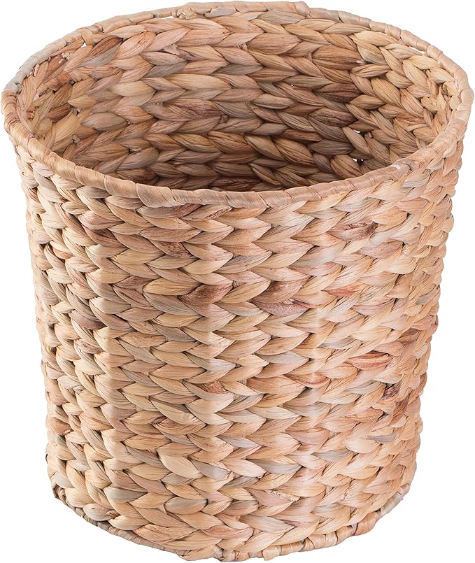 Vintiquewise Natural Water Hyacinth Round Waste Basket - for Bathrooms Bedrooms or Offices