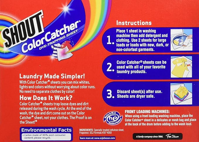 Shout Color Catcher Sheets for Laundry Allow Mixed Washes Prevents Color Runs and Maintains Original Clothing 72 Count - Pack of 4 (288 Total Sheets)
