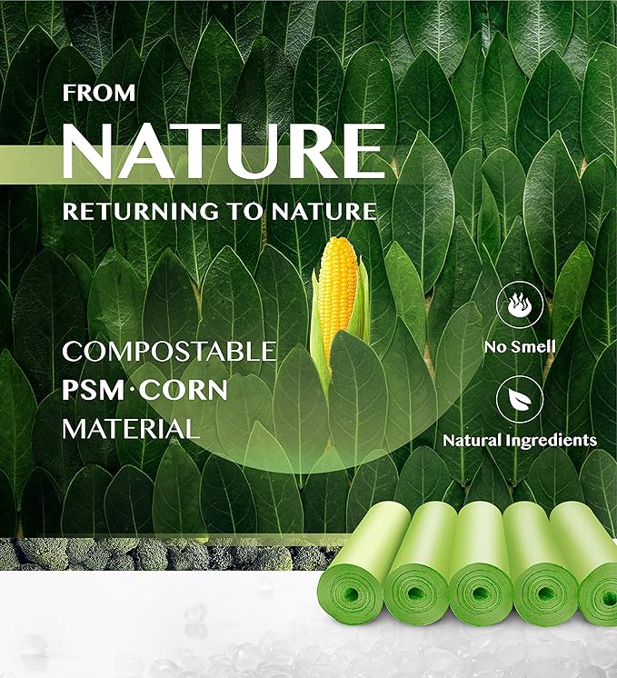 Compostable Trash Bags - FORID 8 Gallon Garbage Bags 150 Count Trash Can Liners 30 Liter Unscented Medium Wastebasket Bags for Kitchen Bathroom Home Office Garbage Can (5Rolls/Green) - Durable &amp T