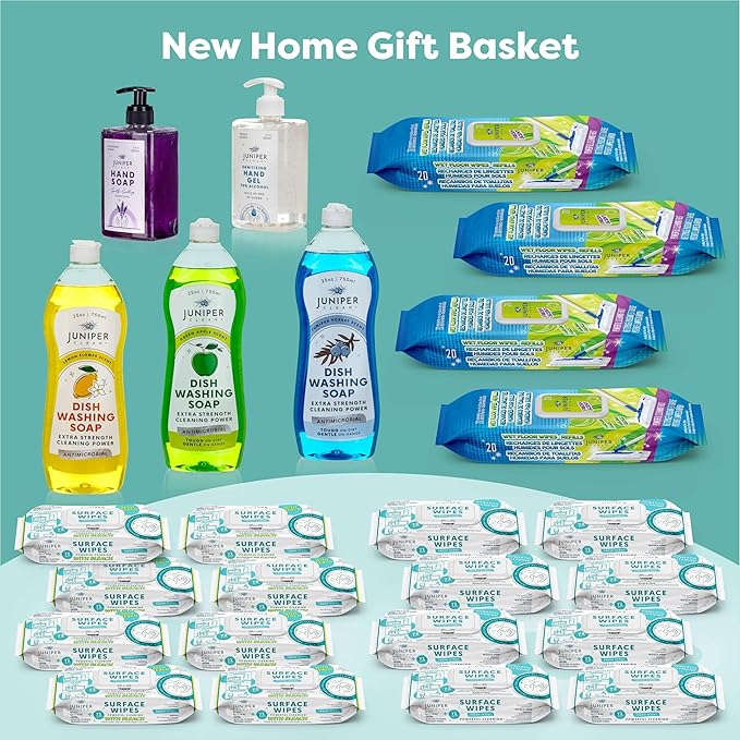 Luxury Cleaning Supplies Kit All In One Household Cleaning Essentials Set with Surface-Floor-Hand Cleaners Laundry Detergent Dish Soap Nice Gift for New Homeowners