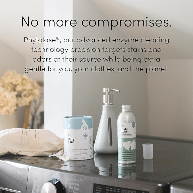 Dirty Labs | Scent Free | Bio Enzyme Laundry Booster | 2-Pack = 96 Loads | Hyper Concentrated | High Efficiency &amp Standard Machine Washer | Nontoxic Biodegradable | Stain &amp Odor Removal Boost