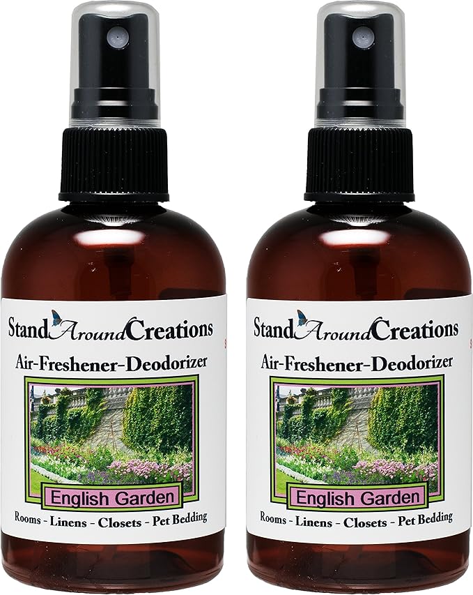 Set of 2-4-oz.-Concentrated Spray Air-Freshener/Deodorizer - Scent: English Garden - Great for: Cars Offices Closets Pet Beds Yoga Mats Litter Boxes locker &amp laundry rooms smoke odors