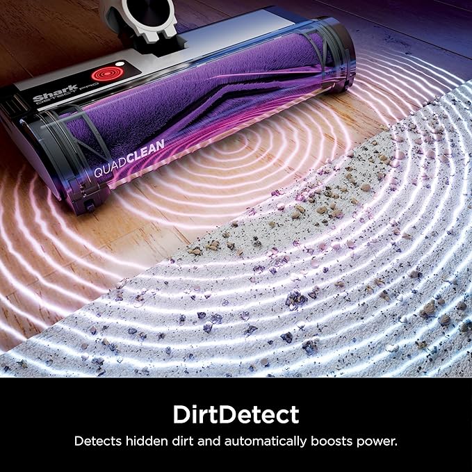 Shark IW3615 Detect Pro Cordless Stick Vacuum with HEPA Auto-Empty System Flexible Wand Portable Handheld Attachment Ideal for Household Pet Hair 60 Minute Runtime White/Beats Brass (Renewed)