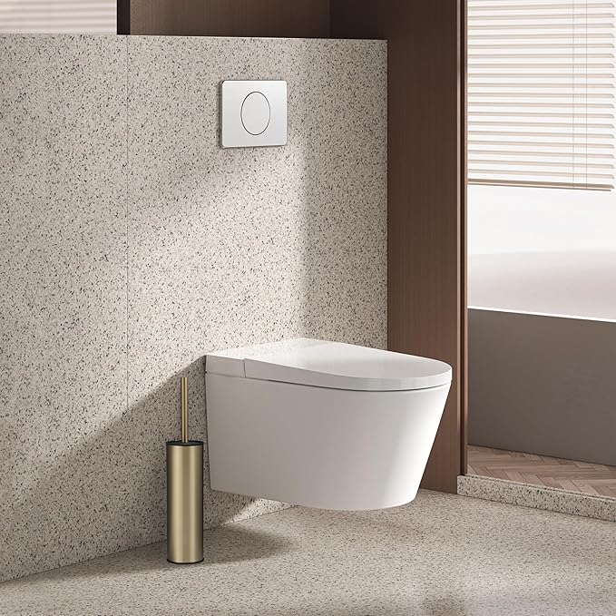 BGL Brushed Gold Toilet Brush and HolderStainless Steel Toilet Brushes for Bathroom with Holder