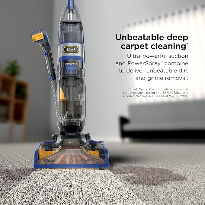 Shark CarpetXpert HairPro | Upright Carpet Area Rug &amp Upholstery Cleaner | Carpet Shampooer | Handheld Spot &amp Stain Eliminator | Pet Hair Pickup &amp Odor Removal | 2 Cleaning Tools | Cobalt