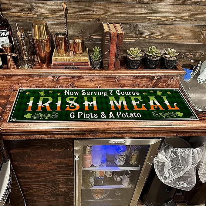 THUYPT Personalized Irish Drying Mat for St Patrick's Day Decor Irish Bar Pub Accessories Spill Mat Countertop Bar Shamrock Dish Drying Mat for Bar Counter Absorbent Coffee Maker (01)