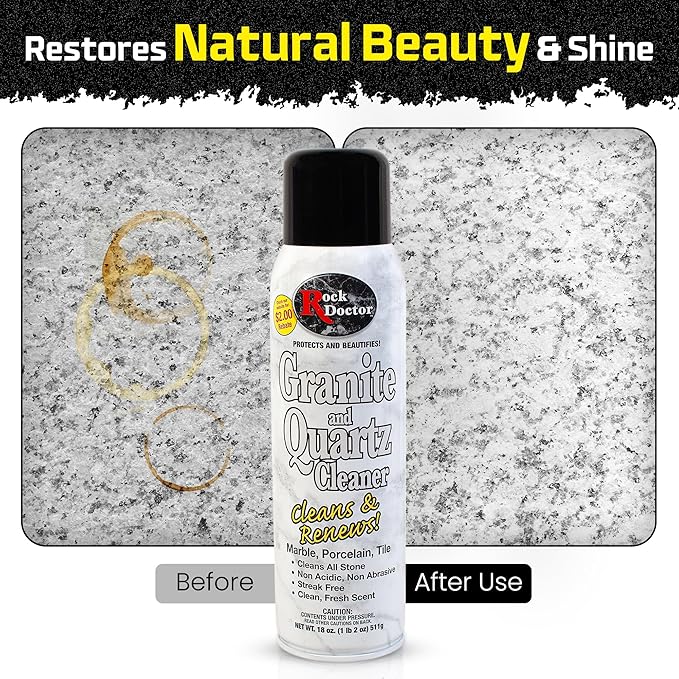 Rock Doctor Granite &amp Quartz Cleaner Spray 18 oz. Can Cleans Tile Marble Kitchen Countertop and Natural Stone Surfaces Streak-Free Shine (6Pack)