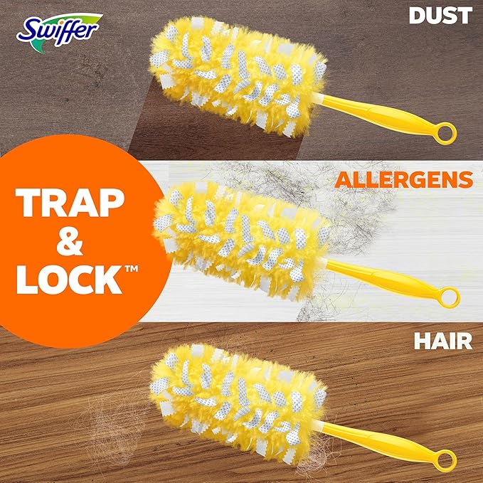 Swiffer Dusters Heavy Duty Multi-Surface Duster Refills for Cleaning Lavender 24 Count (4 Packs of 6)