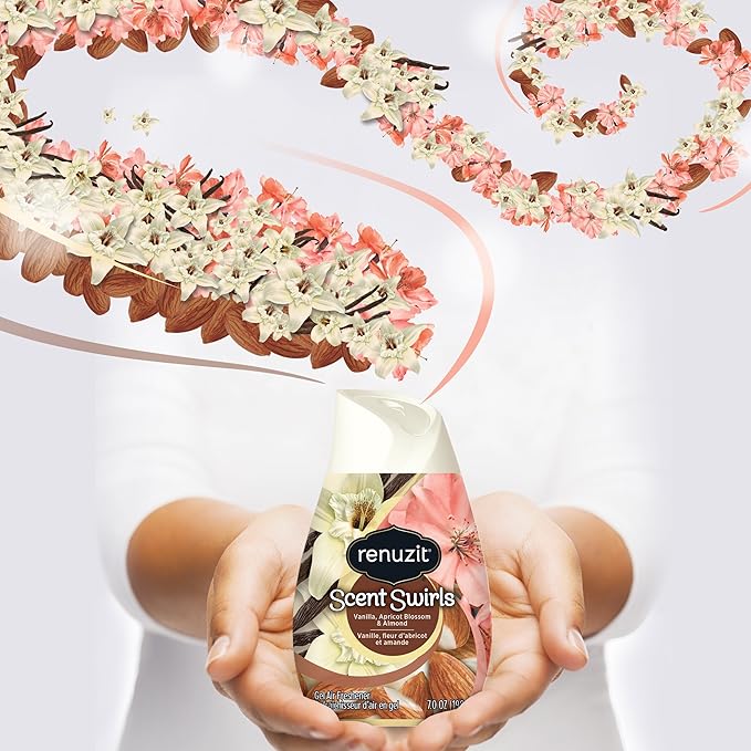 Renuzit Scent Swirls Air Freshener Gel Vanilla Apricot Blossom &amp Almond 7 Ounces (12 Count)