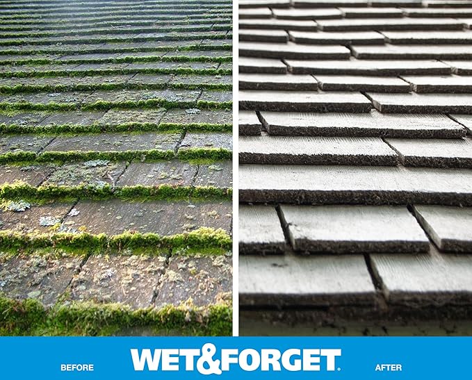 Wet &amp Forget Moss Mold Mildew &amp Algae Stain Remover Multi-Surface Outdoor Cleaner Concentrate Original 128 Fluid Ounces