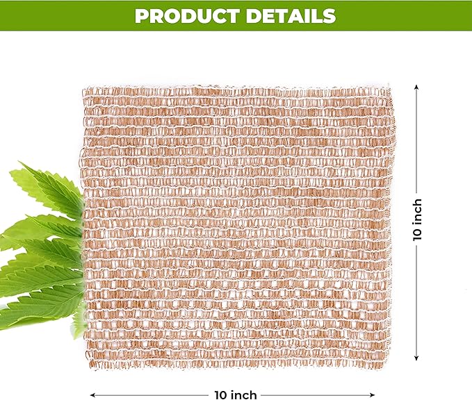 rE: REKURATOR Hemp Scrubber – 100% Hemp Fiber Loosely Woven Two-Layer Mesh Non-Scratch Plastic-Free Unbleached Multi-Purpose for Dishes Produce &amp Bathing (3-Pack)