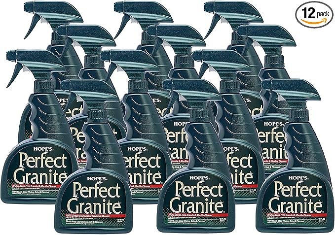 HOPE'S Perfect Granite &amp Marble Countertop Cleaner Stain Remover and Polish Streak-Free Ammonia-Free 22 Ounce 12 Pack