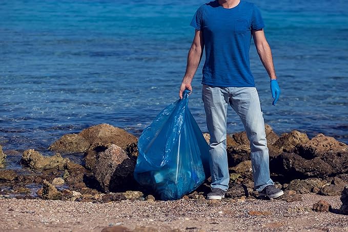 Reli. SuperValue 33 Gallon Recycling Bags (240 Count Bulk) Made in the USA - Blue Trash Bags 30-33 Gallon | Blue Recycling Garbage | 33Gal with 30Gal 33Gal 35Gal Capacity