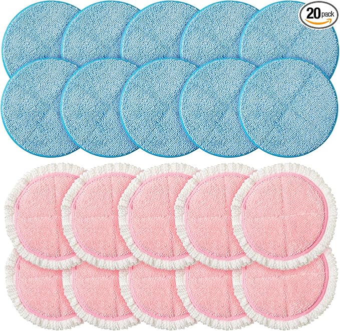Irenare 20 Pack Electric Mop Pads Spin Replacement 7.28 Inch Round Mop Pads for Floor Cleaning Reusable Washable Electric Spin Replacement Supplies for Kitchen Floor Cleaning(Classic Color)