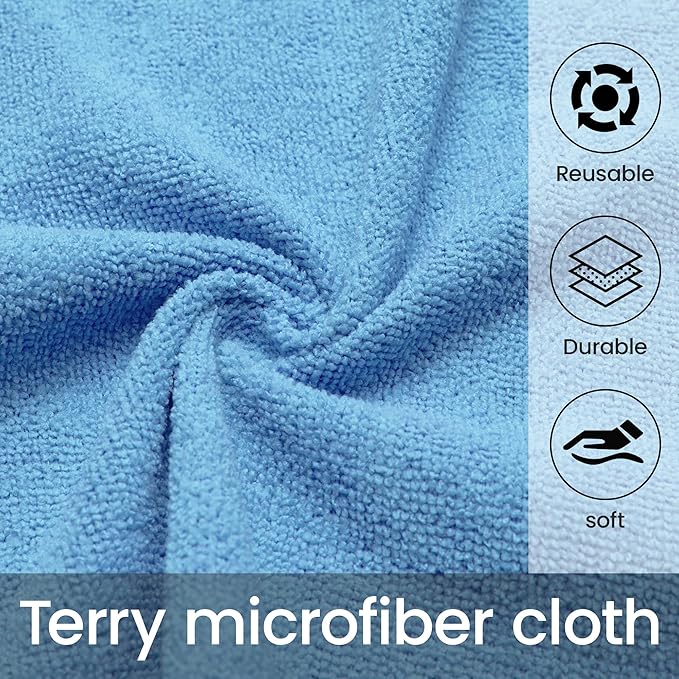 Greenfound Microfiber Cleaning Cloth Roll -80 Pack 11.5x11.5 Tear Away Towels Reusable and Washable Rags Blue