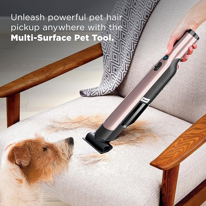 Shark WANDVAC Cordless Hand Vac Lightweight Portable at 1.4 lbs. Powerful Suction Charging Dock One-Touch Empty for Car &amp Home Multi-Surface Pet Tool &amp Duster Crevice Tool Rose Gold WV