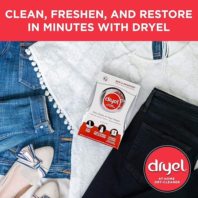 dryel At-Home Dry Cleaner Refill New and Improved Gentle Laundry Care for Special Fabrics and Dry-Clean-Only Clothes 12 Loads with On-the-Go Stain Remover pack of 12