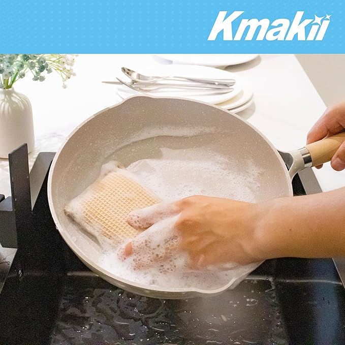 KMAKII Bamboo Kitchen SpongesDish SpongeSuper Absorbent Cleaning Sponges Pack of 12