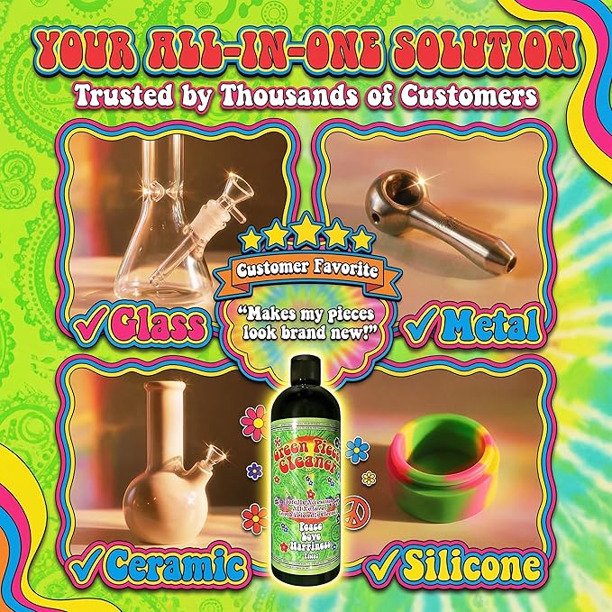 Green Piece® Glass Cleaner 2 Bottles (Made in USA) - All Natural Earth Friendly Multi-purpose Cleaner for Metal Ceramic Water Pipe 16 oz