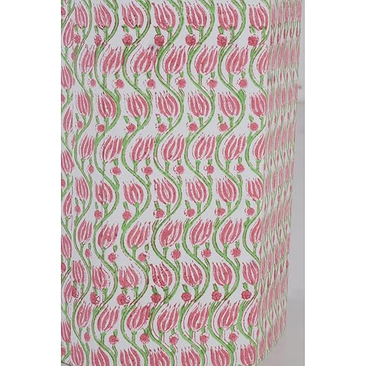 Floral Hand Block Printed 3.3 Gallon Decorative Waste Basket – Eco-Friendly Cardboard Trash Can Plastic-Free &amp Sustainable Perfect for Christmas and Housewarming Gifts (1 Pink Green LHARIYA)