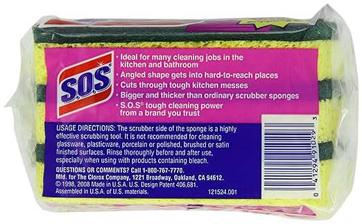 Clorox 91029 S.O.S Heavy-Duty Scrubber Sponge 3-Pack (Case of 8)