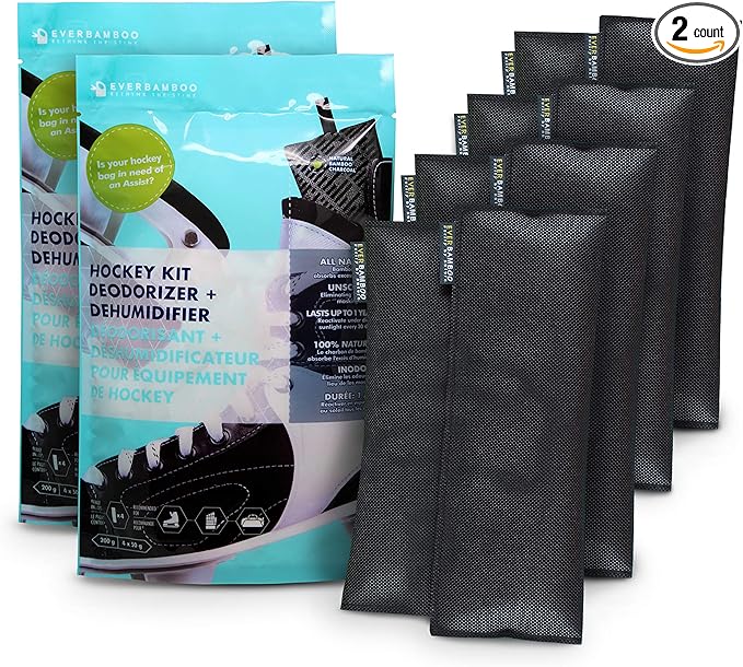 Ever Bamboo Hockey Gear Deodorizer Bag Set w/Bamboo Charcoal (4 x 50 g 4-Pack)