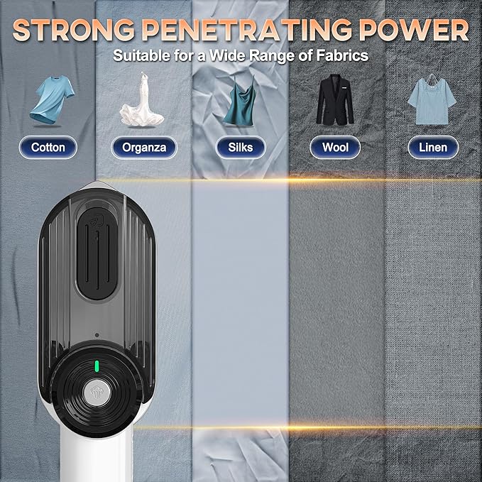 Travel Steamer for Clothes Small Iron - 1000W Portable Steamer &amp Mini Iron10s Fast Heat Handheld Mini Steamer with 8FT Cord Foldable Handle Travel College Dorm &amp Home Essentials (White)